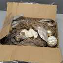 Valery Madelyn 9 Feet Pre-Lit Christmas Garland with Lights for Mantle, Lighted Outdoor Xmas Garland with White Gold Balls & Magnolia for Home Stairs Fireplace Table Centerpiece Indoor Holiday Decor