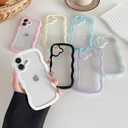 Caseative for iPhone 16 Case,Cute Curly Wave Frame Shape Shockproof Soft Phone Case (White)