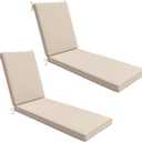 AAAAAcessories Outdoor Chaise Lounge Cushions, Waterproof, Fade-Resistant Patio Furniture Replacement Cushions, 80" x 26" x 3", Set of 2, Beige
