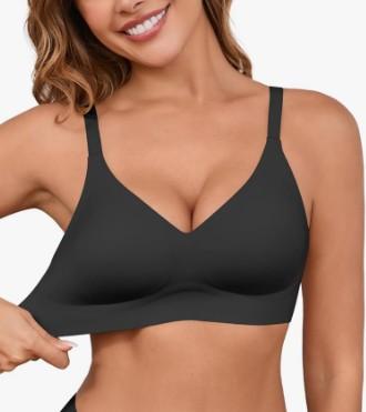 Seamless Bras for Women No Underwire Comfortable Push Up Bra V Neck Wireless Bralette Full Coverage Wire Free