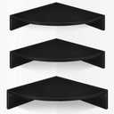 Homode Corner Floating Shelves, Set of 3 Corner Shelves Wall Mounted with Cable Hole, 3 Tier Wooden Hanging Corner Storage Shelf for Bedroom, Living Room, Kitchen, Black