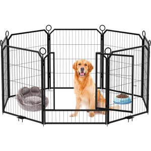 Large Adjustable Dog Playpen, 8 Panels at 32" Height with Gate, Ideal for Medium and Large Dogs, Convenient Storage, Versatile Layout for Indoor Spaces, Yards, and Camping Adventures.