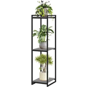 yeavs 3-Tier Plant Stand Indoor, 45" Tall Modern Plant Shelf Corner Flower Pot Holder Organizer for Living Room Balcony Garden, Oak Grey