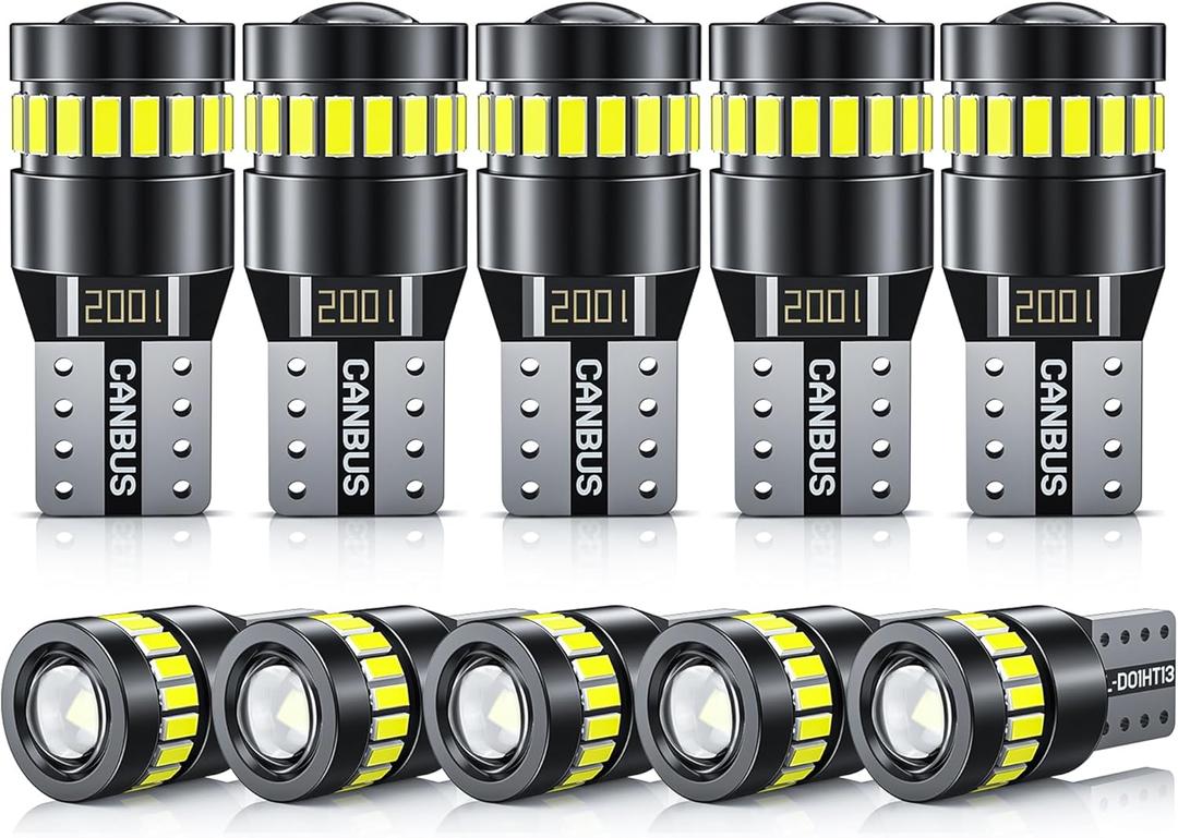 MICTUNING 194 LED Bulb Super White Bright T10 168 194 2825 W5W Bulbs Canbus 18-SMD 3014 Chipsets Error Free for Car Dome Map Door Courtesy Side Marker Reading Glove Box License Plate Light (10 PCS)