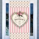 Sunwer Happy Mother's Day Door Cover Love Heart Floral Best Mom Ever Decoration Front Porch Sign Backdrop Banner