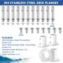 JaGely 4 Pieces 304 Stainless Steel Deck Flanges White Flange Rod End Holder Pool Deck Anchors Pool Handrail Flange for 1.5" Above Ground Pool Ladders and Handrails Installation and Replacement