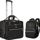 Ytonet Rolling Briefcase for Women, 2pcs Set 15.6 Inch Travel Backpack with 17.3 Inch Rolling Laptop Bag, Large Roller Laptop Briefcase with Wheels, Water Resistant Roller Teacher Bag for work, Black