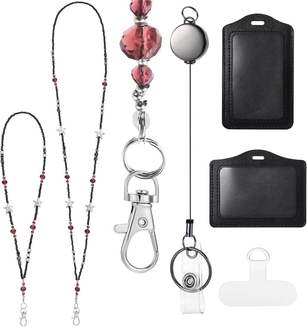 Y2K Lanyards for ID Badges and Keys Black ID Badge Holder with Lanyard Key Cute Accessories for Women