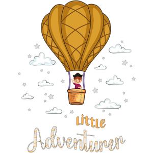 Joyful Hot Air Balloon Wall Decal Little Adventurer Cute Boy Riding in Beautiful Hot Air Balloon Size: 24 Inch X 30 Inch