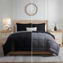 Nestl 3 Piece Quilted Down Alternative Comforter Oversized King Size With 2 Pillow Shams - All Season Black/Grey Duvet Insert With Corner Tabs