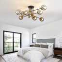 DDLLDESHI 8 Light Sputnik Ceiling Light Fixture Glass Globe Bubble Modern Chandelier for Dining Room Bedroom Kitchen Living Room Hallway Entryway Office