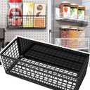 Magnetic Basket Fridge Large Magnetic Pen Holder Whiteboard Metal Wire Basket Storage Item Organizer (Black-High)