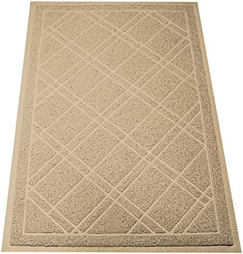 SlipToGrip Universal Door Mat, Plaid Design - Khaki, 42 x 35 - Anti Slip, Durable and Washable, Outdoor and Indoor Floor Welcome Mat - Front Door, Dust Absorbent