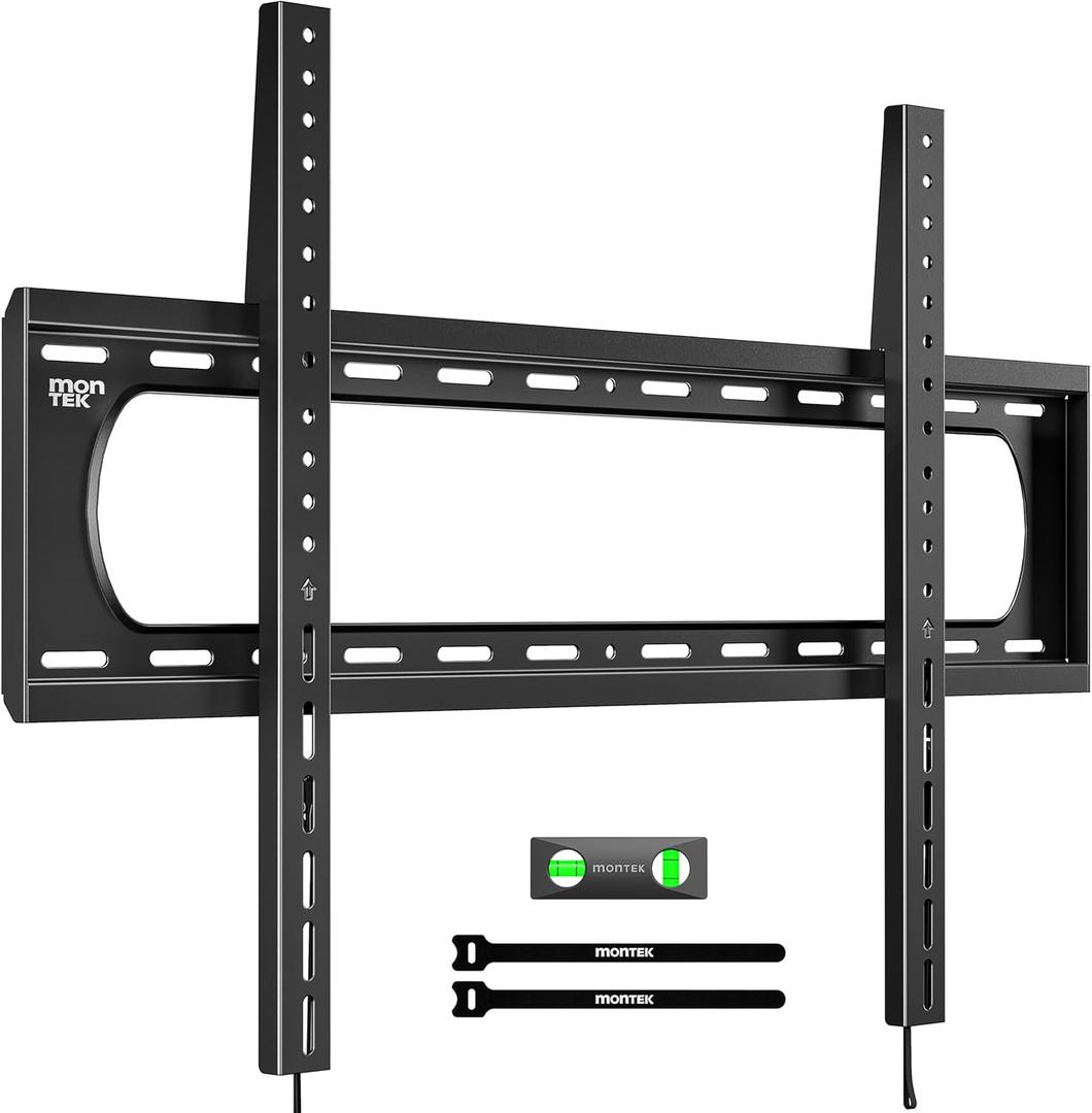 monTEK Heavy Duty Fixed TV Wall Mount Bracket for 60120" Flat & Curved TVs up to 300lbs, 4 Load Tested, Ultra Slim 1.3" Low Profile, Max VESA 900x600, Quick-Release Lock, Fits 16"/18"/24" Wood Studs
