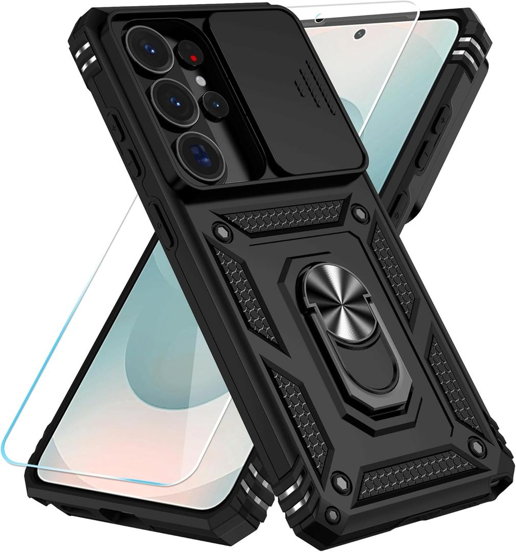 SunStory Phone Case for Samsung Galaxy S26 Ultra Case with HD Screen Protector & Kickstand & Slide Camera Cover,Phone Case for Galaxy S26 Ultra, Black
