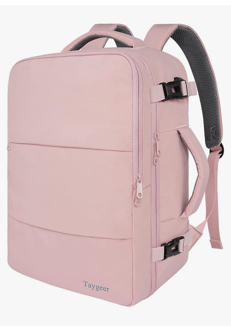 Taygeer Travel Backpack for Women, Carry On Backpack with USB Charging Port & Shoe Pouch, TSA 15.6inch Laptop Mochila Flight Approved, Nurse Bag Casual Daypack for Weekender Business Hiking, Pink XL