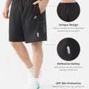 Cosmolle Men's 7" Quick-Dry Hiking Shorts UPF50+ Reflective, Lightweight 3 Zipper Pockets Stretch for Running Gym Outdoor