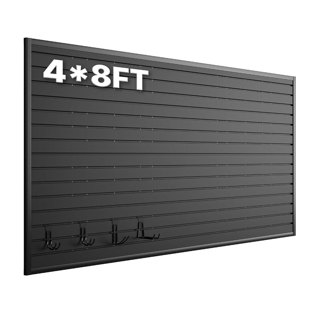 SMARTSTANDARD Black 4x8FT Slatwall Panels, PVC Slat Wall Panels for Storage