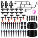 TWOWYHI 98FT 1/4 Inch 50FT 1/2 Inch Tubing Drip Irrigation System Kit Automatic Garden Irrigation Equipment Adjustable Quick Connector Watering Misting for Outdoor Yard Lawn Raised Bed Greenhouse