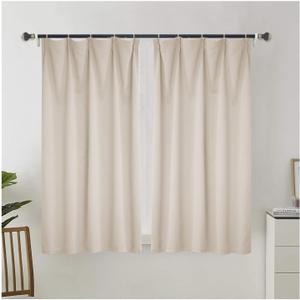 Beydodo Beige Curtains 2 Panels, Curtains Darkening Blackout Polyester 40 x 70 inch Solid Color Beige