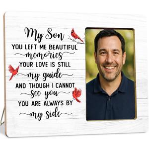 Memorial Cardinal Gifts Picture Frame for Loss of Son, Sympathy Gifts, In Memory of Grandpa Wooden Picture Frames for Loss of Child
