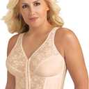 Exquisite Form 5107565 Fully Slimming Wireless Back & Posture Support Longline Bra with Front Closure & Lace (44D, Rose Beige)