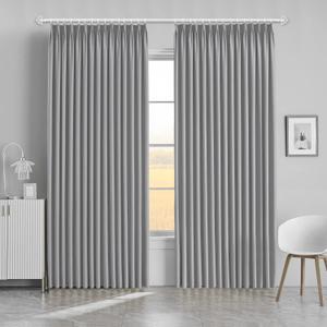 MAIHER Extra Wide Pinch Pleat Curtains Blackout, Thermal Insulated Room Darkening Drape for Living Room, Bedroom, Light Grey, 84 Inch Wide by 96 Inch Long, 1 Panel