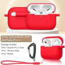 2 x MILPROX Compatible for AirPods Pro 3 Silicone Case 2025 - Soft Protective Skin Cover with Carabiner/Lanyard for Women Girls Men, Front LED Visible, Girly Smooth Design for Shockproof Case - Red