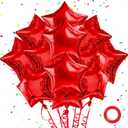 Red Star Balloons Foil Mylar Balloon Set Helium Metallic 12pcs 18 Inch Red Birthday Decorations Graduation Decorations 2026 Party Decoration Baby Shower Anniversary Wedding
