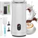 Milk Frother, 4-in-1 Electric Milk Frother and Steamer, Automatic Hot and Cold Foam Maker and Milk Warmer for Coffee, Latte, Cappuccino, Macchiato, Hot Chocolate(Pearl White)