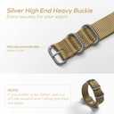 Watch Bands - Thick Premium Military Ballistic Nylon Style Strap With Heavy Silver Stainless Steel Buckle - Choice of Width - 18mm, 20mm, 22mm or 24mm (Khaki)