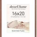 decorUhome Solid Oak Wood 16x20 Picture Frame Brown | Matted to 11x14 Pictures with High Definition Plexiglass Cover For Wall Mounting Photo Frame