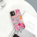 Compatible with iPhone 15 Plus,Anti-Scratch Frosted Case Cover,Pink Zebras Collage