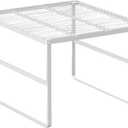 Kitchen Cabinet Storage Shelf Stackable Wire Spice Rack Organizer Heavy Duty Space Saver for Bathroom Bedroom Closet Laundry Room Office Countertop - White, Pack 1