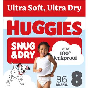 Huggies Size 8 Diapers, Snug & Dry Baby Diapers, Size 8 (46+ lbs), 96 Count, 