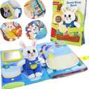 Busy Book for Toddlers 1-3, Montessori Quiet Book with 12 Activities and Attached Bunny, Soft Toddler Busy Board for Fine Motor Skills, Travel Toy Gift for 1+ Year Old Boys Girls