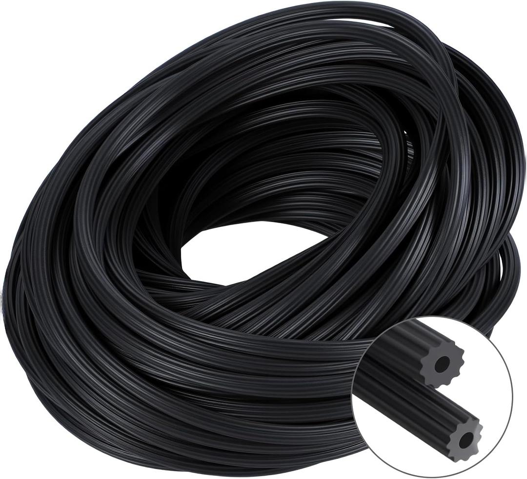 250 ft Screen Spline, Replacement Black Window Screen Retainer Spline, Hollow Serrated Door and Window Mesh Shielding Holder for Mosquito Net Fixing, Rubber, Round(0.14 Inch)
