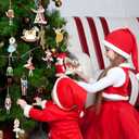 Harloon 48 Pcs Christmas Wooden Nutcracker Ornaments Christmas Tree Ornaments Decorations Xmas Tree Vintage Hanging Signs for Xmas Farmhouse Home Winter Holiday Party Supplies(Walnut)