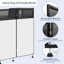 LUCKUP Portable DJ Booth 41"L x 20"W DJ Facade with White & Black Scrim, Foldable DJ Table Station with Adjustable Feet for Party, Black Metal Frame, 41.3"Lx19.7"W