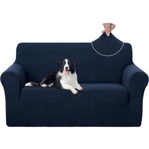 U-NICE HOME Loveseat Cover Stretch Couch Cover Sofa Cover Sofa Slipcover Furniture Protector for 2 Cushion Couch Sofa Pet Friendly(Loveseat, Navy)