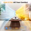 2-in-1 Fan Heater Combo, 1500W, Thermostat & 60 Oscillation | Remote & Tip-Over Protection, Overheat Protection, 2 Modes, for Home Bedroom Office