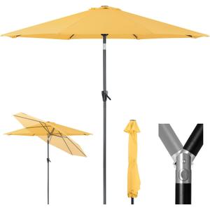 Tempera Patio Market Outdoor Table Umbrella with Push Button Tilt and Crank, Large Sun Umbrella with Sturdy Pole & Fade Resistant Canopy, Easy to Set (10 FT, Yellow)