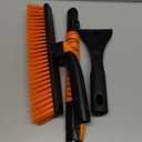 DooGooCoo [Upgrade] Ice Scraper & Extendable Snow Brush for Car Windshield [Military-Grade Sturdy] - 360° Pivoting Brush Head with Silicone Grip for Effortless One-Swipe Clean on Auto (Large)