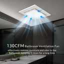 Bathroom Exhaust Fan with Light 130 CFM, Quiet 1.0 Sone, Cutout 9.8"x9.8", 12In Grille, 4In Duct, 6500K 1200Lm LED Light Bath Ceiling Vent Fan Combo for Bathroom Toilet Moisture & Odor Removal