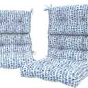 LVTXIII Outdoor High Back Chair Cushions, Seasonal Replacement Adirondack Chair Cushion with Ties, Patio Waterproof Seat Cushions for Home Garden Use (22” W x 20” D, Set of 2, Pebble Blue)