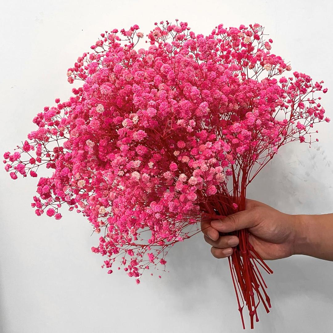 4000+ Pink-Dried-Babys-Breath-Flowers-Bouquet, 17.2In Pink Flower, Natural Gypsophila Branches for Wedding, Valentine's Day, Dry Flowers Bulk for Vase, Home Party Decor, DIY Wreath Floral