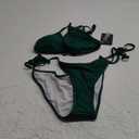 Women Two Piece Swimsuit Sexy Swimwear Halter String Triangle Bikini Sets (Large, Dark Green)