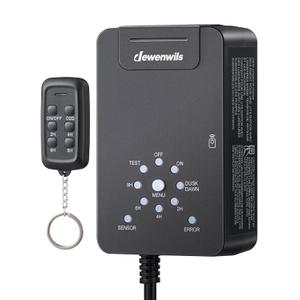 DEWENWILS 60W Low Voltage Transformer with Remote Control, 120V AC to 12V DC, Dusk to Dawn Sensor & Timer, Weatherproof Low Voltage Landscape Transformer for Spotlights, Garden Lights, Pathway Lights