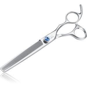 JASON 7" 50 Teeth Thinning Dog Grooming Blending Scissor, Ergonomic Pet Grooming Thinner Blender Shears Cat Trimming Texturizing Kit with Offset Handle and a Jewelled Screw 30% Thinning Rate Christmas