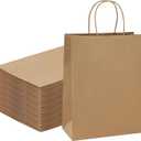 FACEBAG 100Pcs Brown Kraft Shopping Bags 10x5x13Inches Brown Paper Bags with Handles Bulk, for Merchandise,Party Favor, Retail,Gift Bag,Reusable & Durable